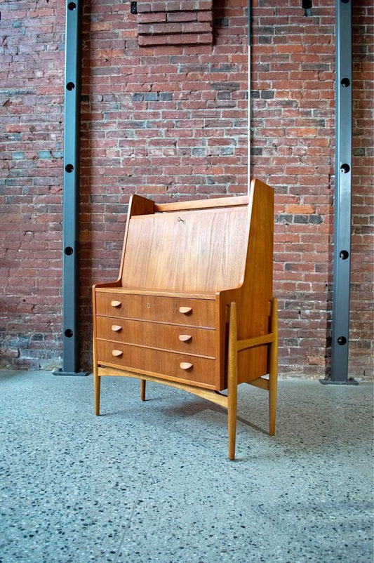 1960s Danish Teak Secretary Dresser Desk