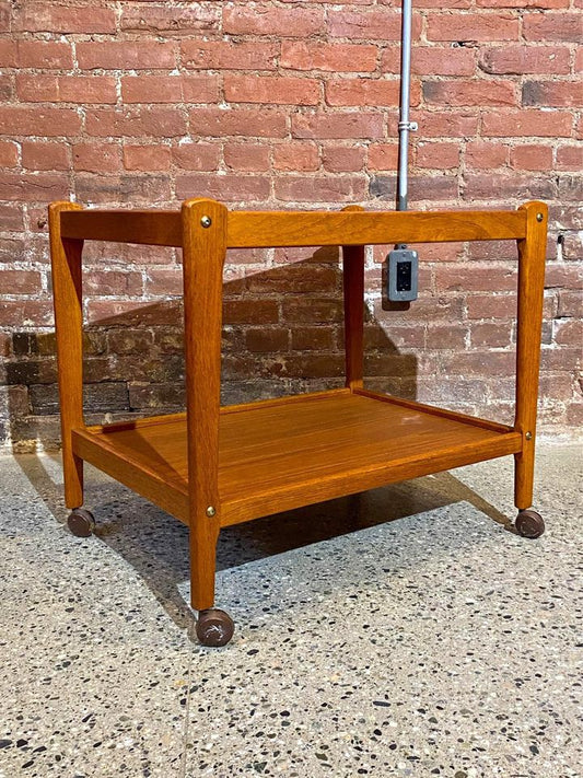 1960s Danish Teak Serving Bar Cart Side End Table