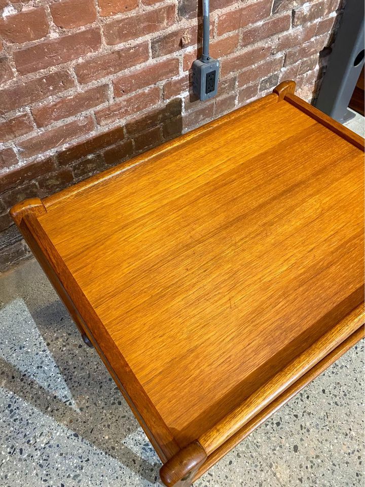 1960s Danish Teak Serving Bar Cart Side End Table