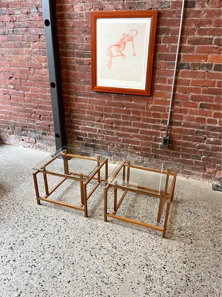 1960s Danish Teak and Glass End Tables by Henning Norgaard