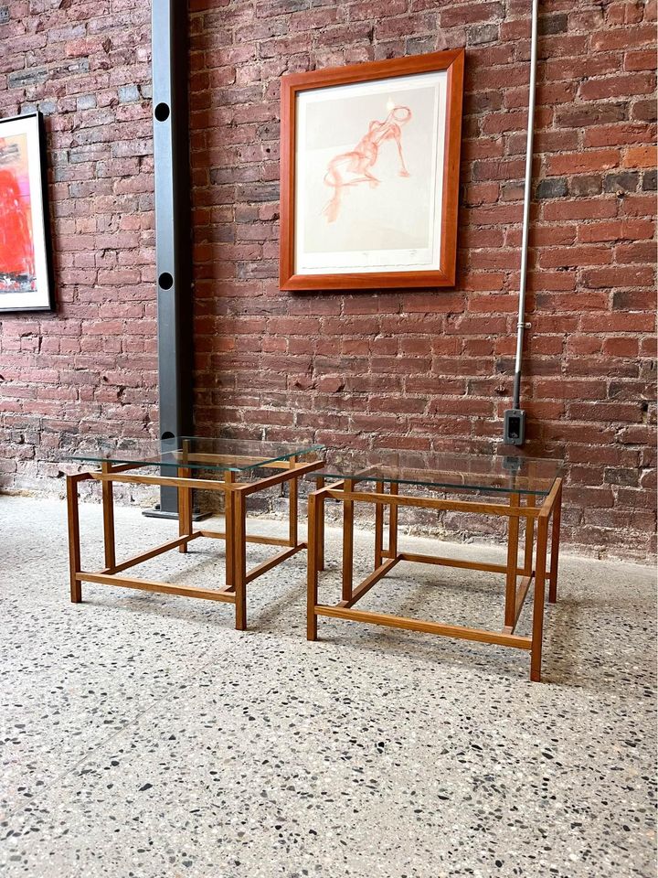 1960s Danish Teak and Glass End Tables by Henning Norgaard