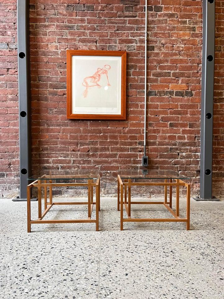 1960s Danish Teak and Glass End Tables by Henning Norgaard