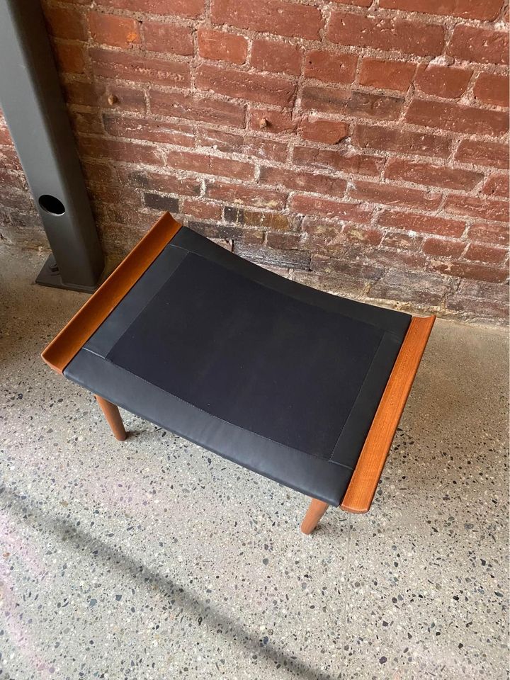 1960s Danish Teak and Leather “Bwana” Ottoman Stool by Finn Juhl