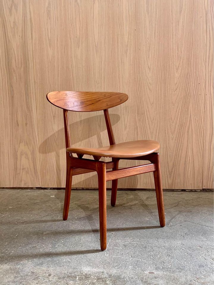 1960s Danish Teak and Leather Dining Chairs by Wilhelm Wohlert