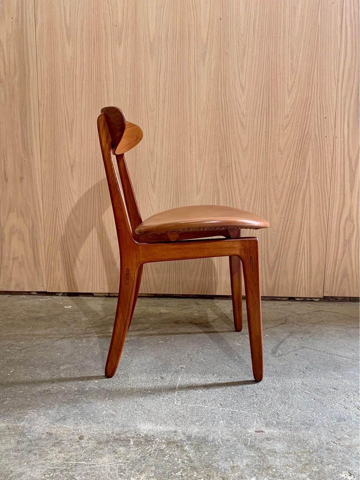 1960s Danish Teak and Leather Dining Chairs by Wilhelm Wohlert