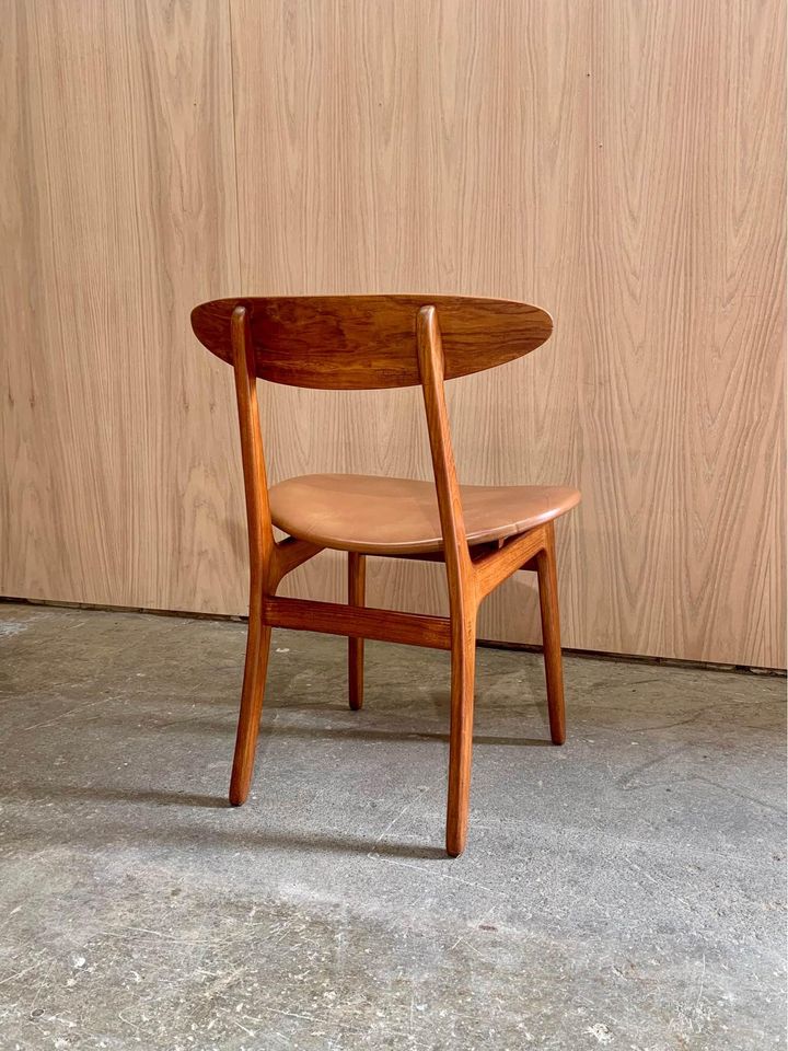 1960s Danish Teak and Leather Dining Chairs by Wilhelm Wohlert