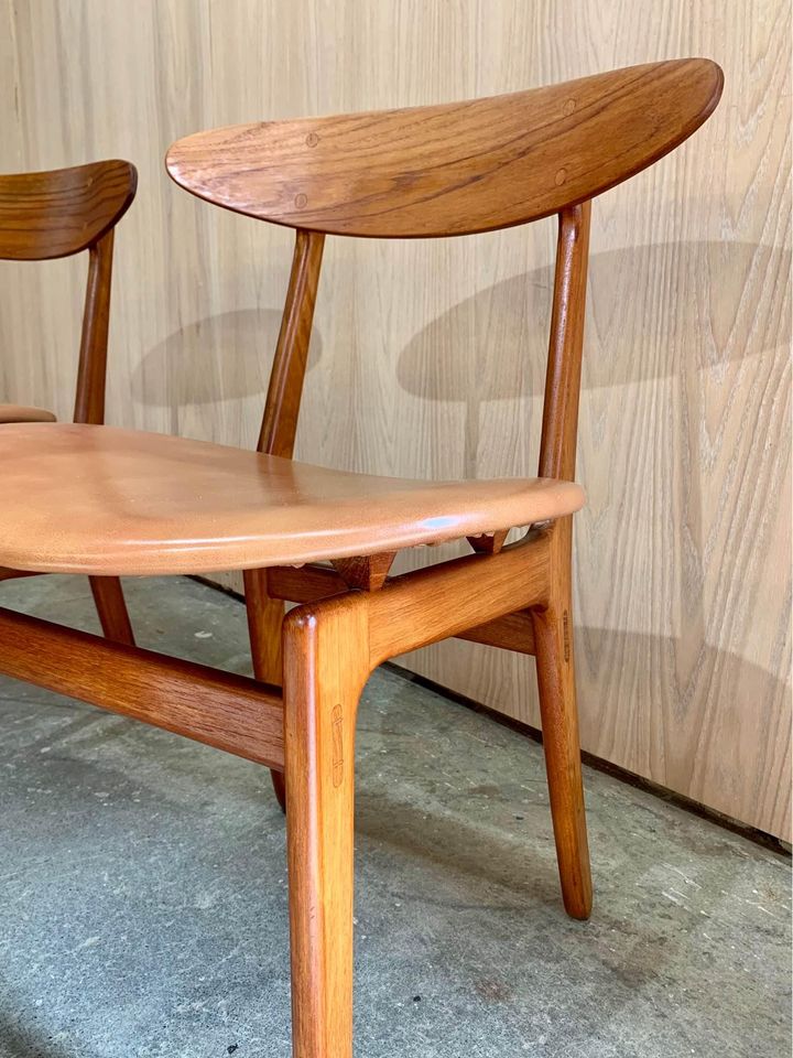 1960s Danish Teak and Leather Dining Chairs by Wilhelm Wohlert