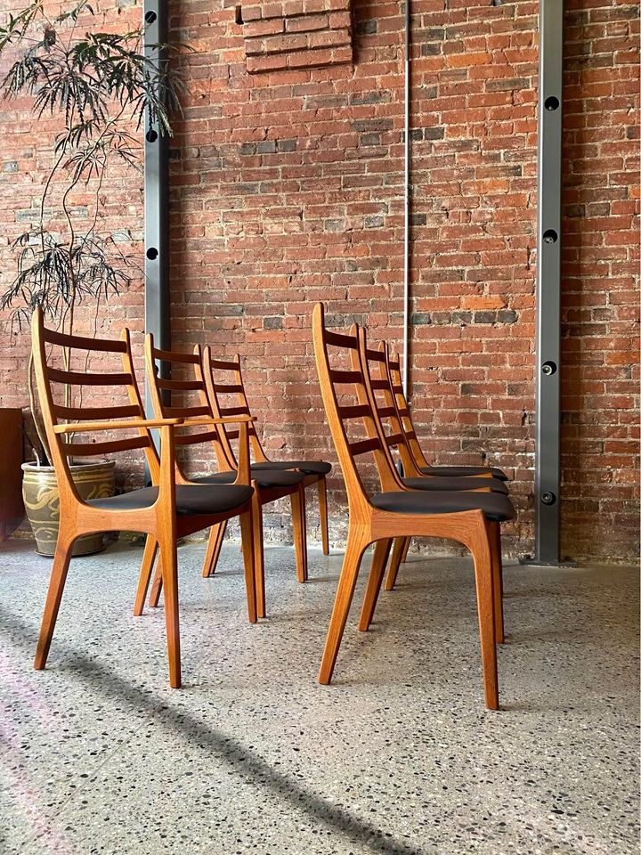 1960s Danish Teak and Leather Dining Chairs