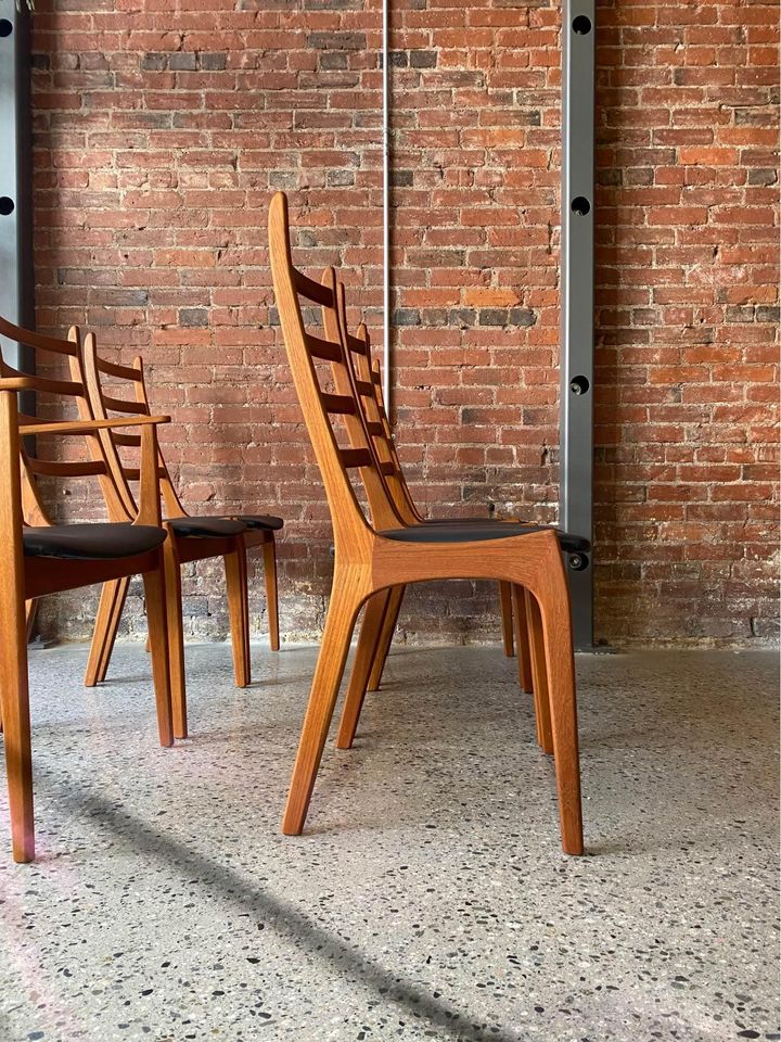 1960s Danish Teak and Leather Dining Chairs