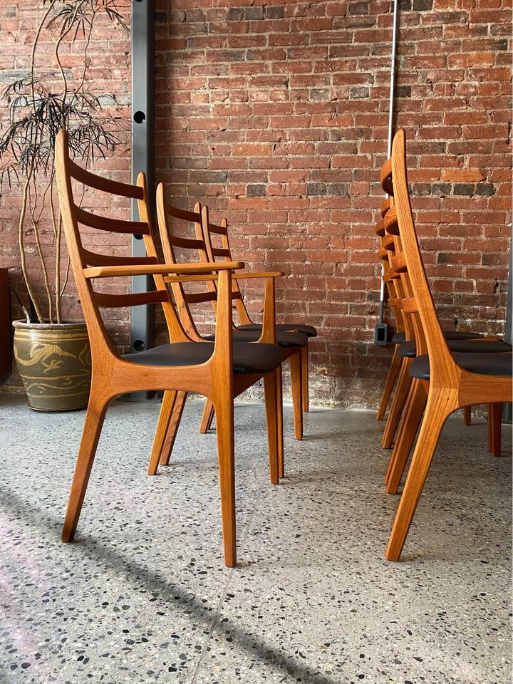 1960s Danish Teak and Leather Dining Chairs