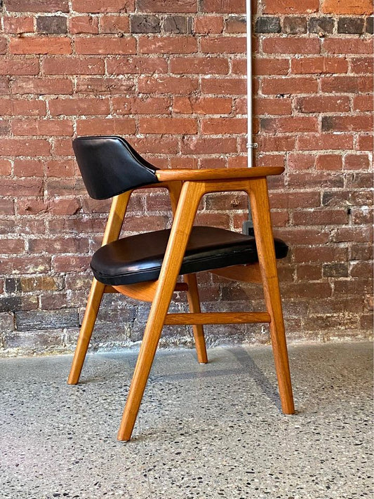 1960s Danish Teak and Leather Occasional Desk Chair