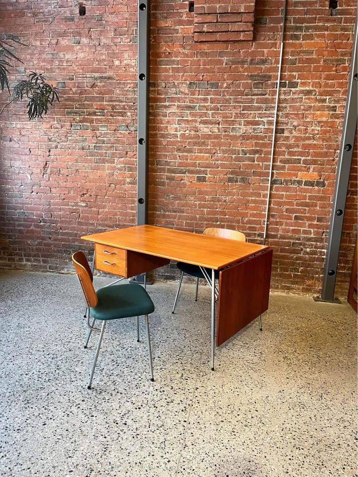 1960s Danish Teak and Steel Desk by Børge Mogensen