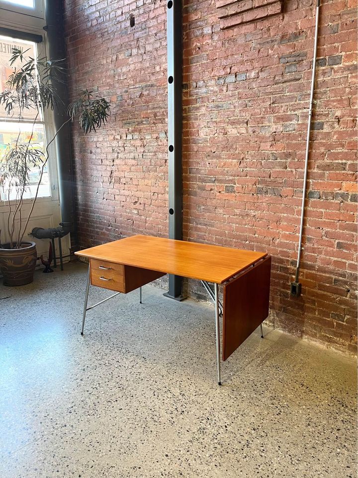 1960s Danish Teak and Steel Desk by Børge Mogensen