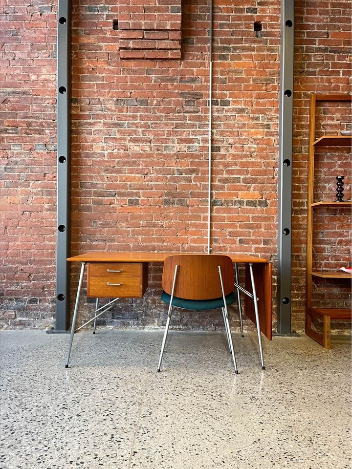 1960s Danish Teak and Steel Desk by Børge Mogensen