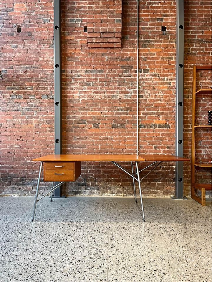 1960s Danish Teak and Steel Desk by Børge Mogensen