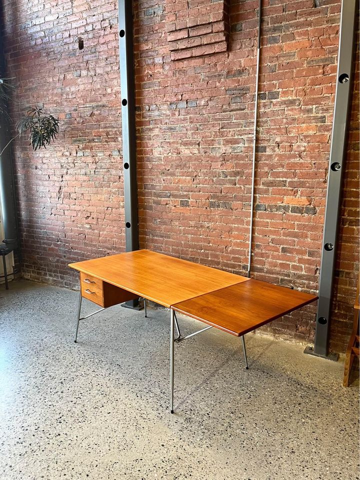 1960s Danish Teak and Steel Desk by Børge Mogensen