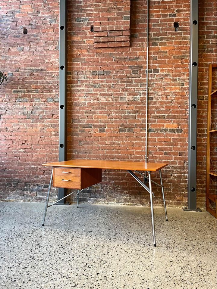 1960s Danish Teak and Steel Desk by Børge Mogensen