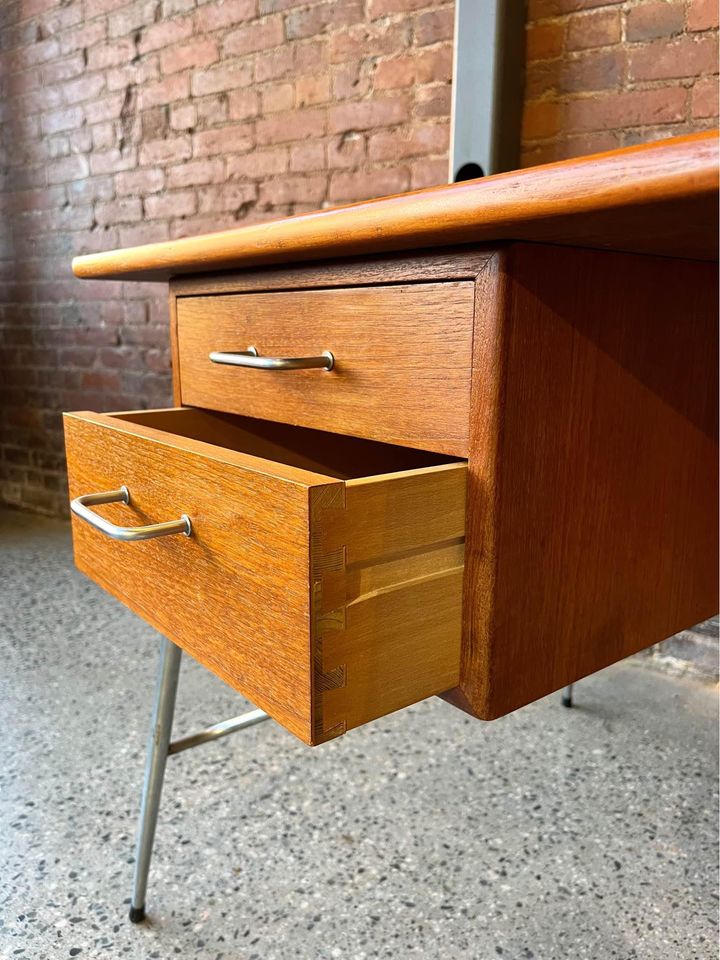 1960s Danish Teak and Steel Desk by Børge Mogensen