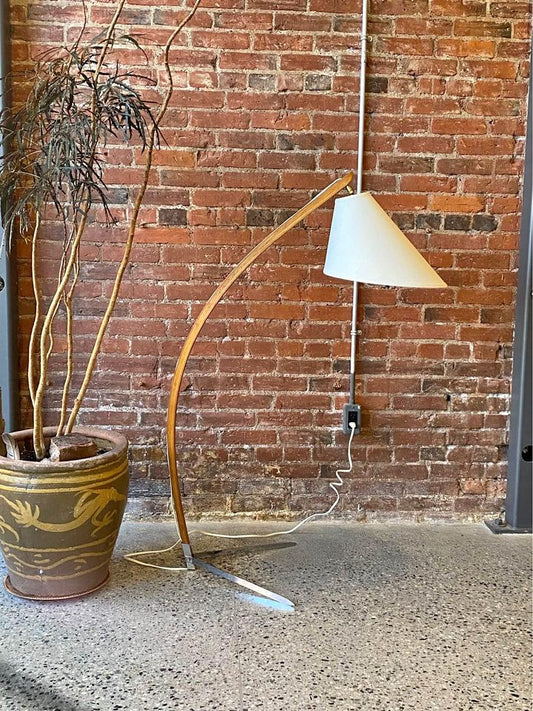 1960s Danish Teak and Steel Floor Lamp