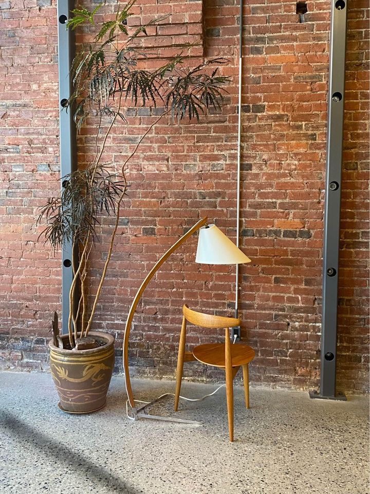 1960s Danish Teak and Steel Floor Lamp