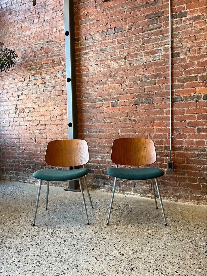 1960s Danish Teak and Steel Side Chairs by Borge Mogensen