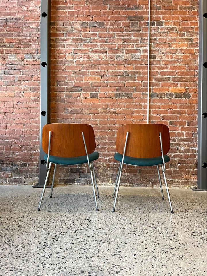 1960s Danish Teak and Steel Side Chairs by Borge Mogensen