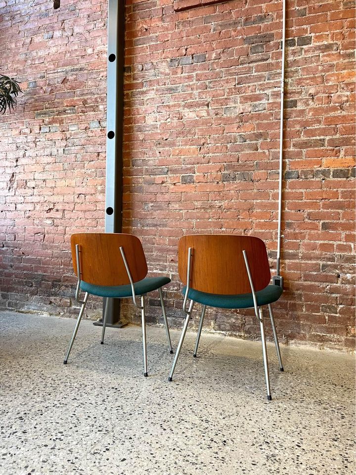 1960s Danish Teak and Steel Side Chairs by Borge Mogensen