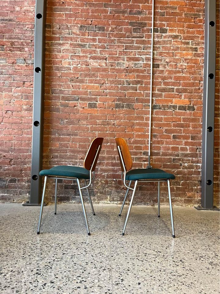 1960s Danish Teak and Steel Side Chairs by Borge Mogensen