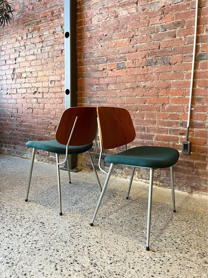 1960s Danish Teak and Steel Side Chairs by Borge Mogensen