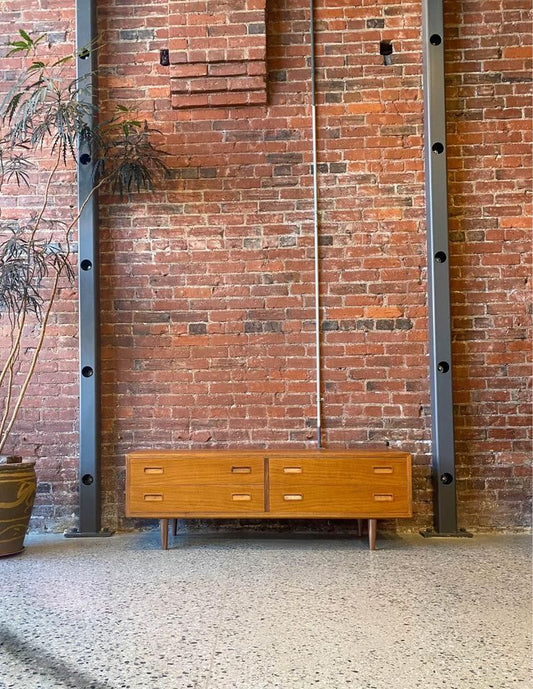 1960s Danish Walnut Low Chest of Drawers by Hundevad & Co.