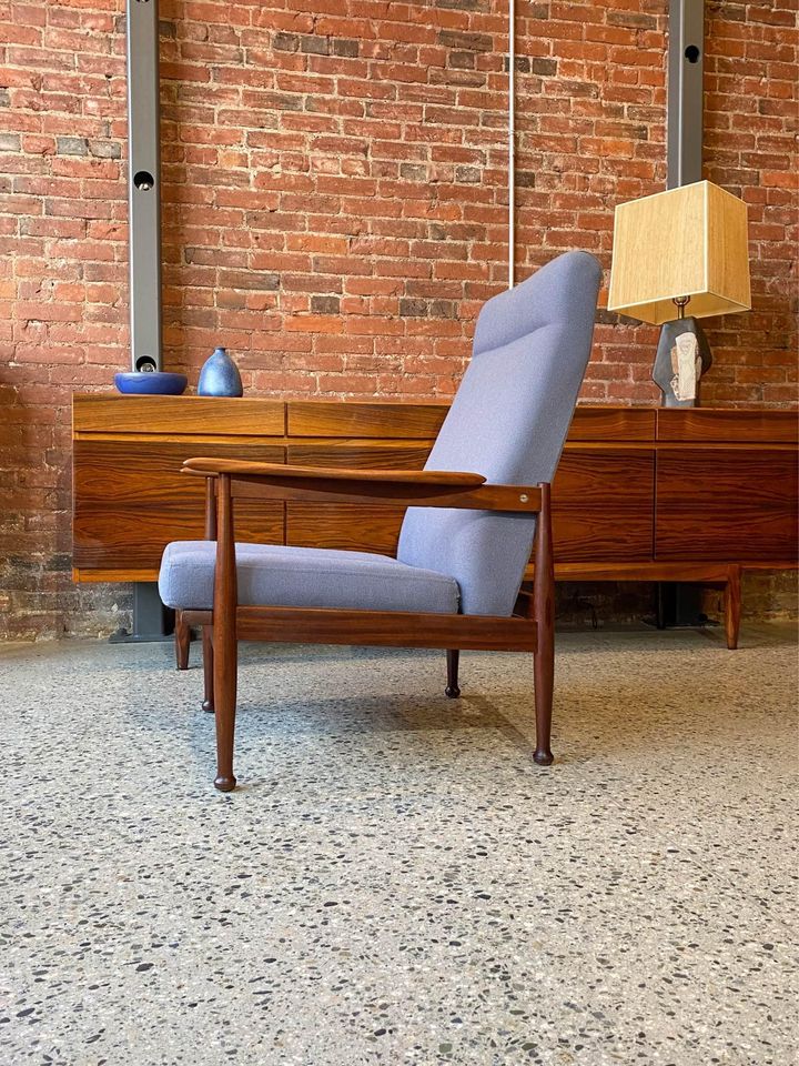 1960s European African Teak Reclining Lounge Chair