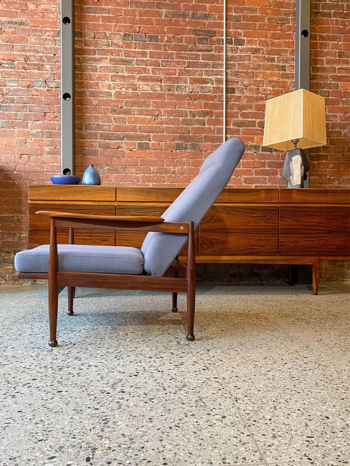 1960s European African Teak Reclining Lounge Chair