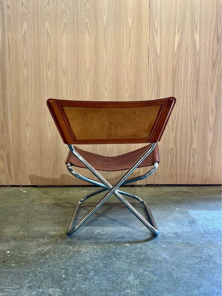 1960s Leather and Tubular Steel “Z Down Chair” by Torben Ørakov