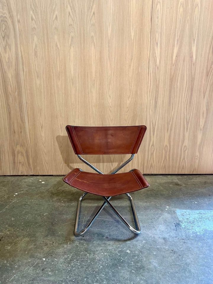 1960s Leather and Tubular Steel “Z Down Chair” by Torben Ørakov