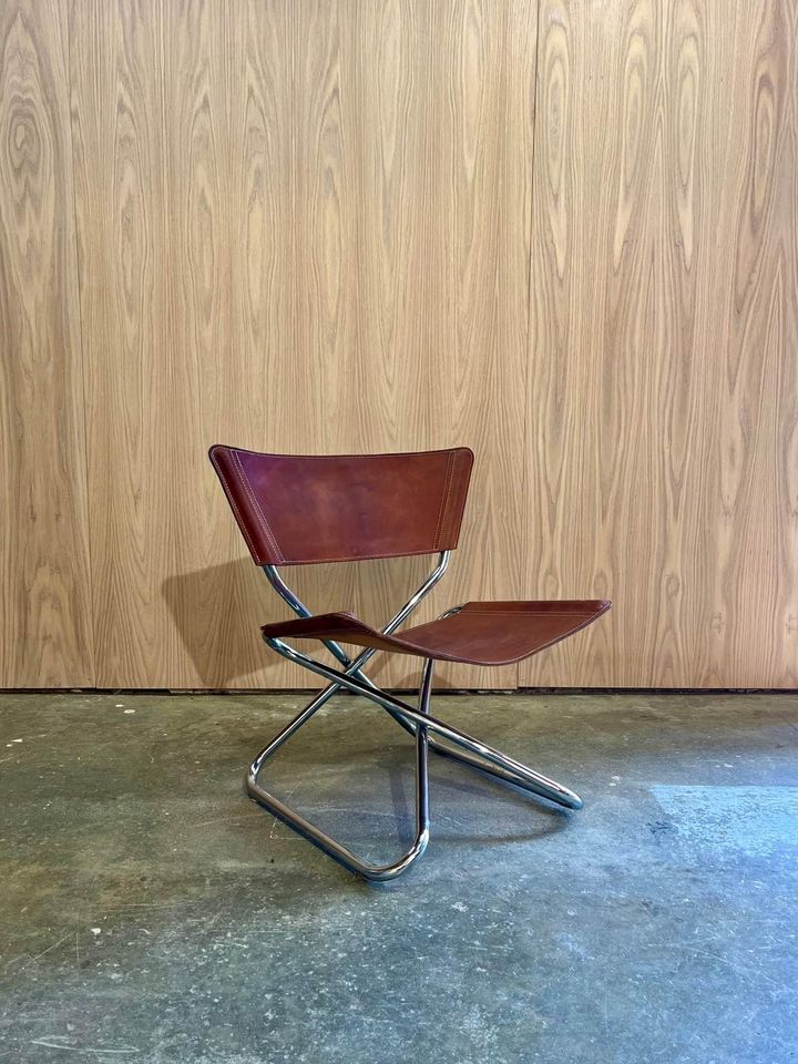 1960s Leather and Tubular Steel “Z Down Chair” by Torben Ørakov