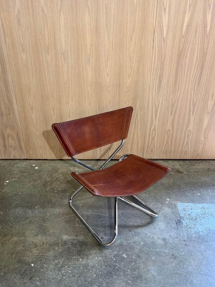 1960s Leather and Tubular Steel “Z Down Chair” by Torben Ørakov