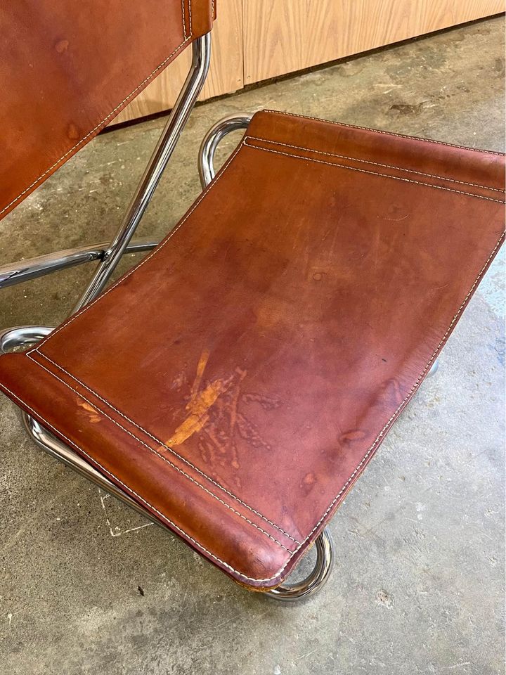 1960s Leather and Tubular Steel “Z Down Chair” by Torben Ørakov