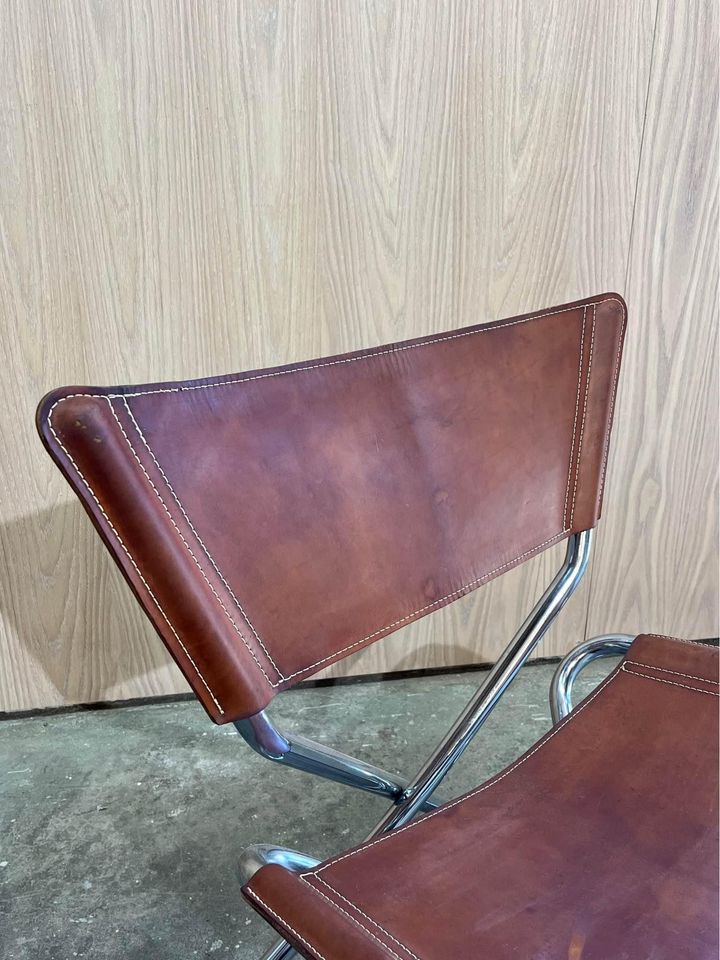 1960s Leather and Tubular Steel “Z Down Chair” by Torben Ørakov