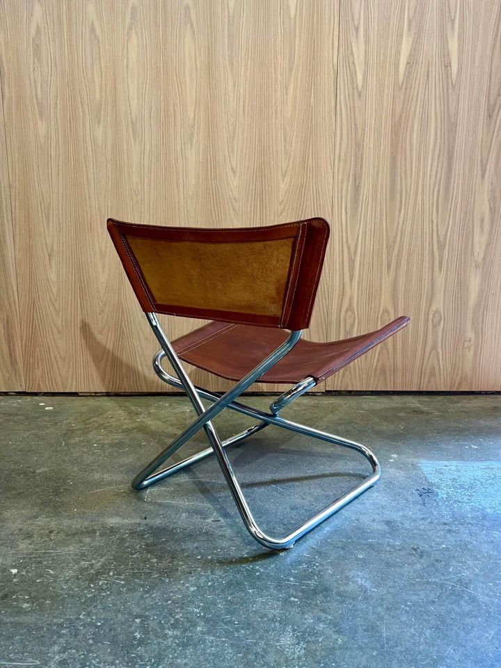 1960s Leather and Tubular Steel “Z Down Chair” by Torben Ørakov