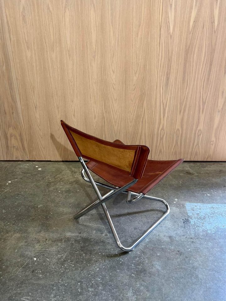 1960s Leather and Tubular Steel “Z Down Chair” by Torben Ørakov