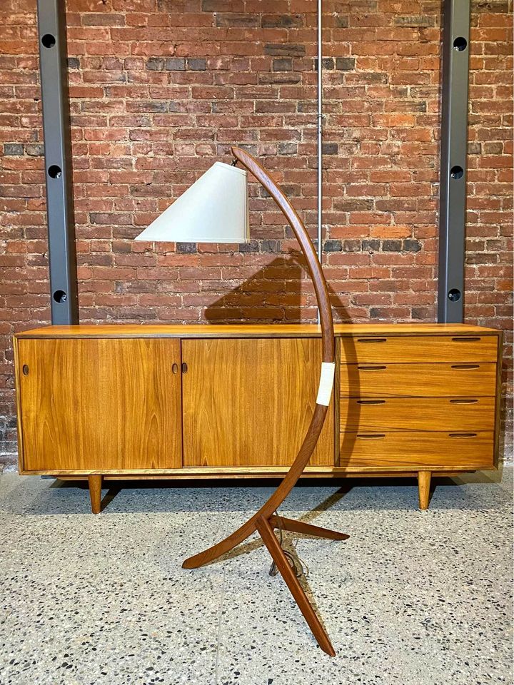 1960s Mid Century Teak “Bow” Lamp