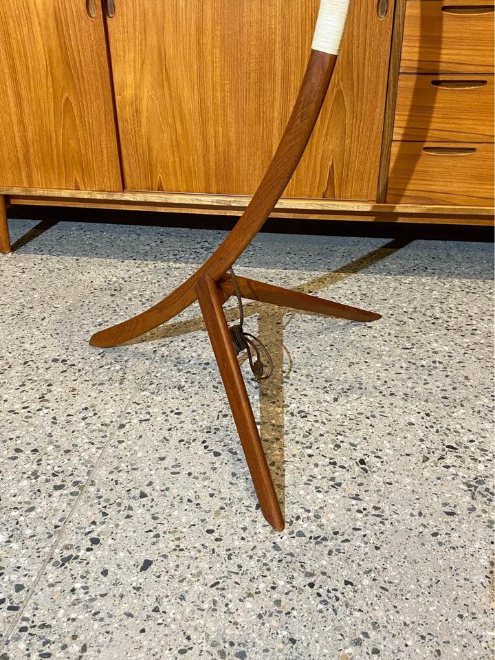 1960s Mid Century Teak “Bow” Lamp