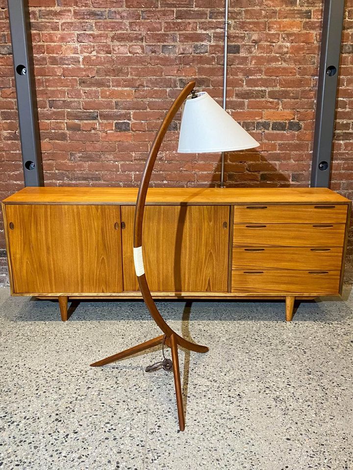 1960s Mid Century Teak “Bow” Lamp