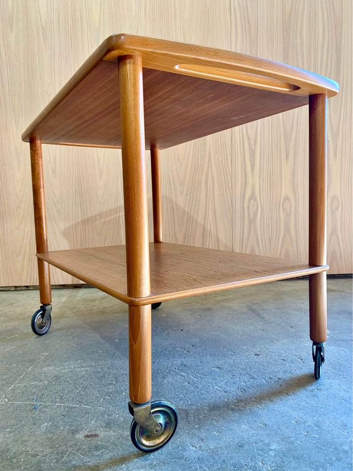 1960s Mid Century Teak Serving Bar Cart Table