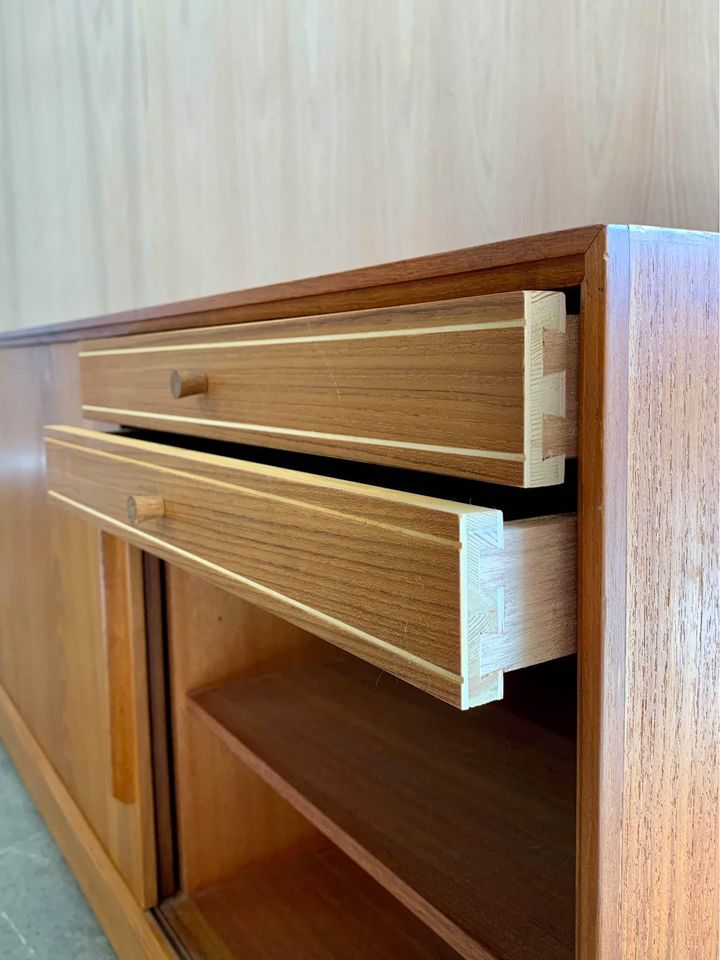 1960s Mid Century Teak Sideboard Credenza Media Stand