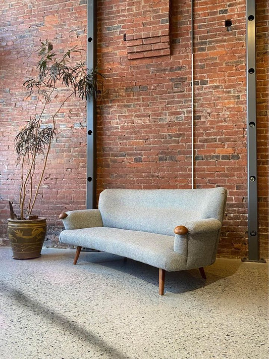 1960s Mid Century Teak and Wool Sofa