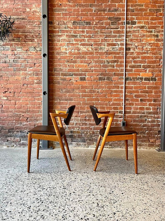 1960s Model 42 Side Chairs in Teak and Leather