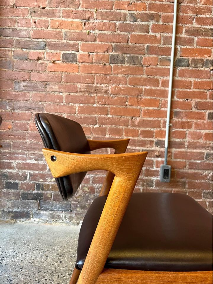 1960s Model 42 Side Chairs in Teak and Leather