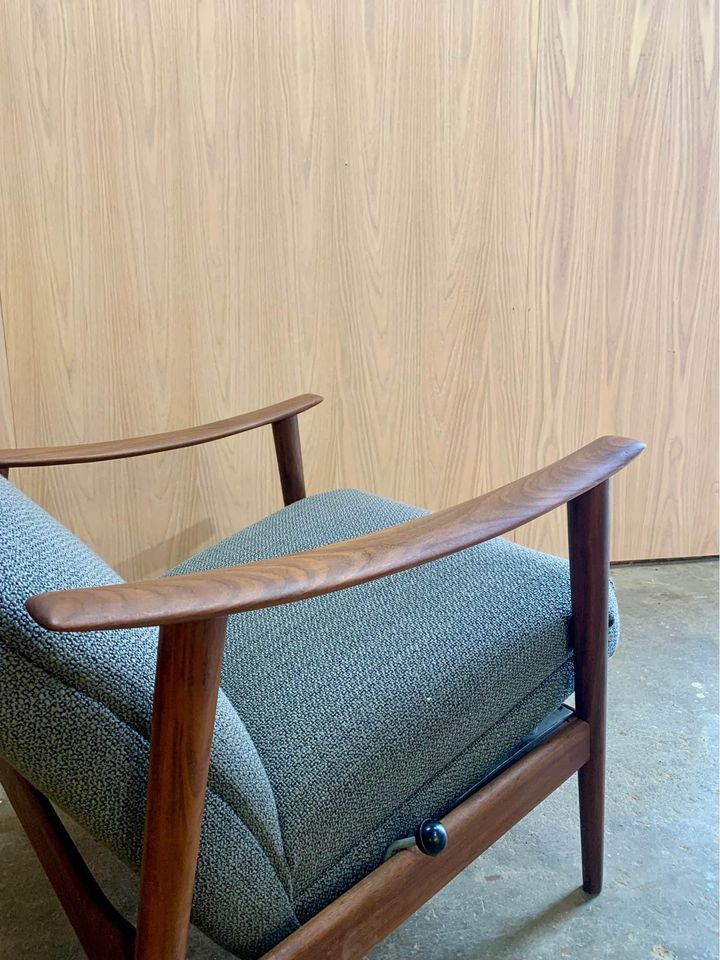 1960s Norwegian African Teak Reclining Lounge Chair and Ottoman