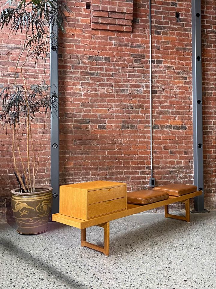 1960s Norwegian Oak Coffee Table  Bench by Torbjørn Afdal